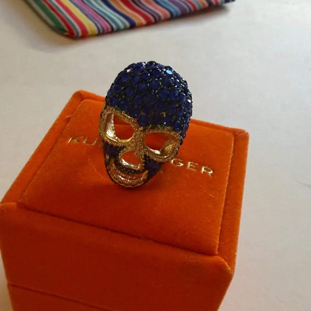 Blue and Gold Skull Ring - Picture 3 of 8